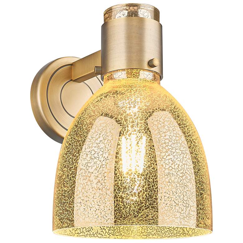 Image 1 Downtown Lawton Bell 9 "H Brushed Brass Wall Sconce w/ Mercury Shade