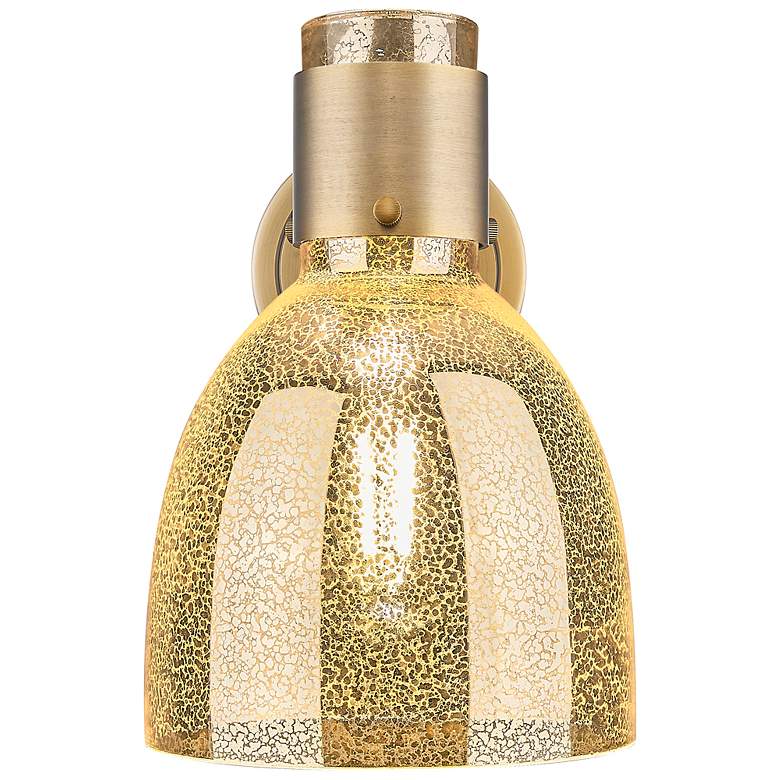 Image 2 Downtown Lawton Bell 9 "H Brushed Brass Wall Sconce w/ Mercury Shade more views