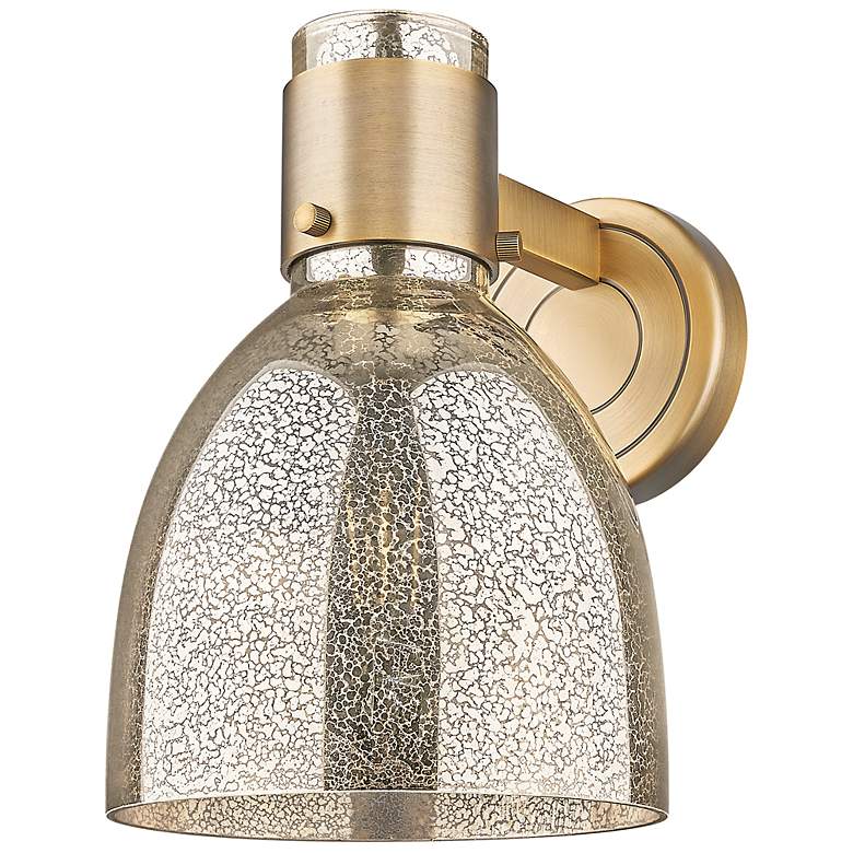 Image 3 Downtown Lawton Bell 9 "H Brushed Brass Wall Sconce w/ Mercury Shade more views