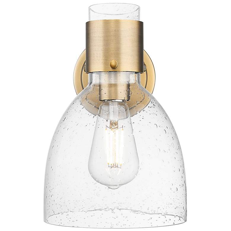 Image 2 Downtown Lawton Bell 9 "H Brushed Brass Wall Sconce w/ Seedy Shade more views