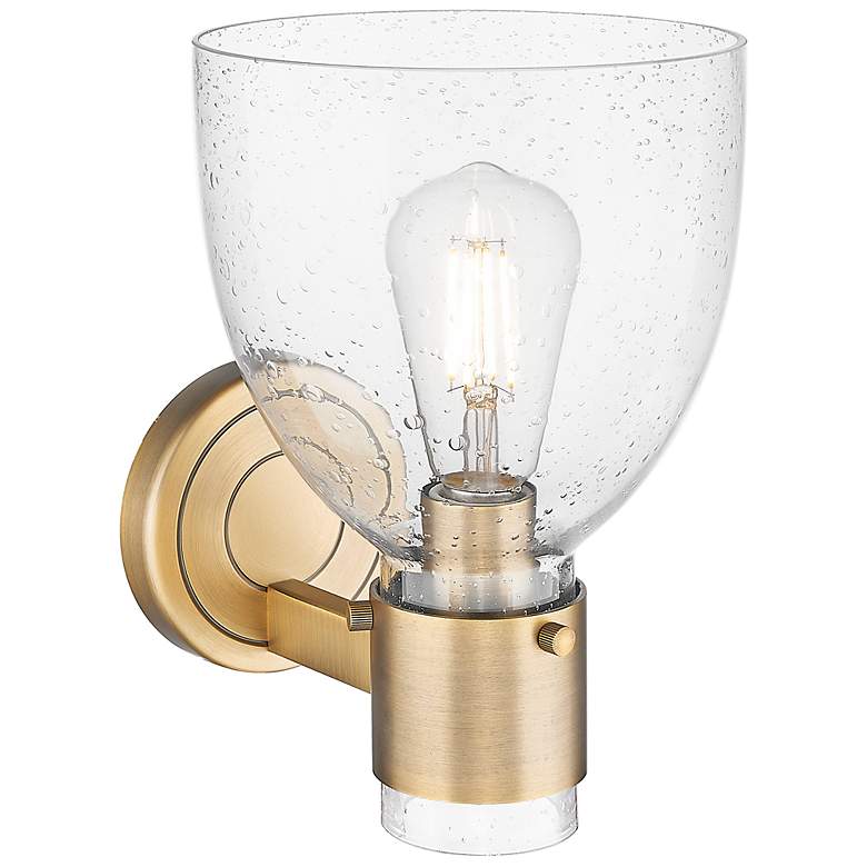 Image 3 Downtown Lawton Bell 9 "H Brushed Brass Wall Sconce w/ Seedy Shade more views