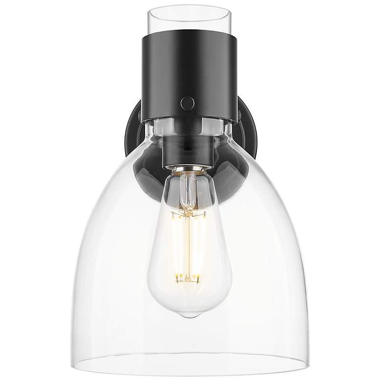Image 2 Downtown Lawton Bell 9 "H Matte Black Wall Sconce w/ Clear Shade more views