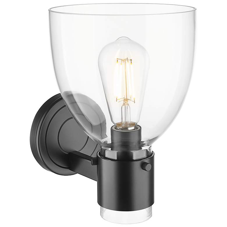 Image 3 Downtown Lawton Bell 9 "H Matte Black Wall Sconce w/ Clear Shade more views
