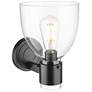 3_Downtown Lawton Bell 9 "H Matte Black Wall Sconce w/ Clear Shade more views