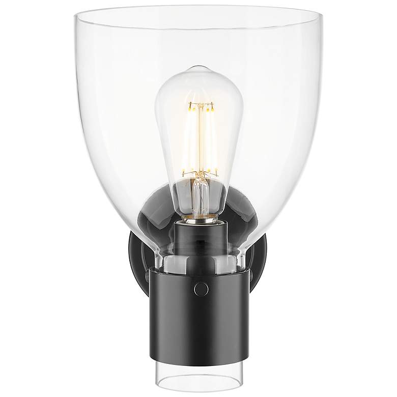 Image 4 Downtown Lawton Bell 9 "H Matte Black Wall Sconce w/ Clear Shade more views