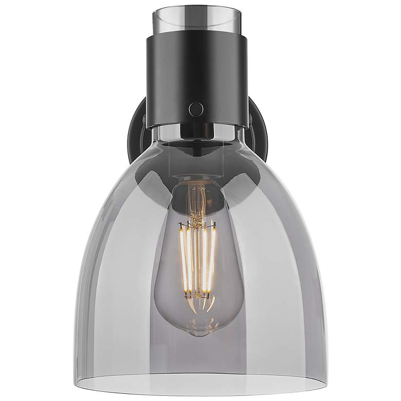 Image 2 Downtown Lawton Bell 9 "H Matte Black Wall Sconce w/ Light Smoke Shade more views
