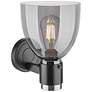 3_Downtown Lawton Bell 9 "H Matte Black Wall Sconce w/ Light Smoke Shade more views