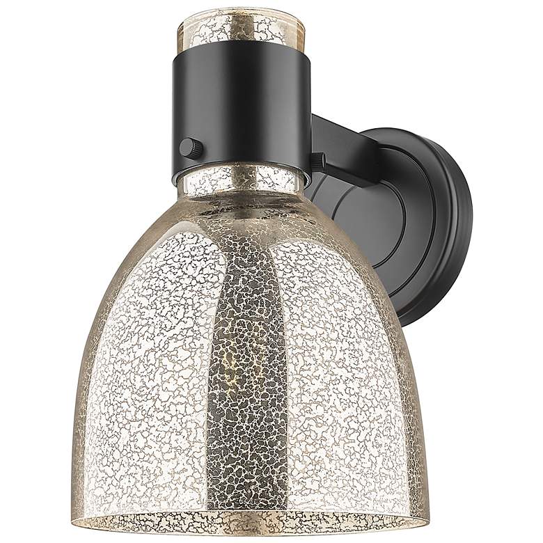 Image 3 Downtown Lawton Bell 9 "H Matte Black Wall Sconce w/ Mercury Shade more views