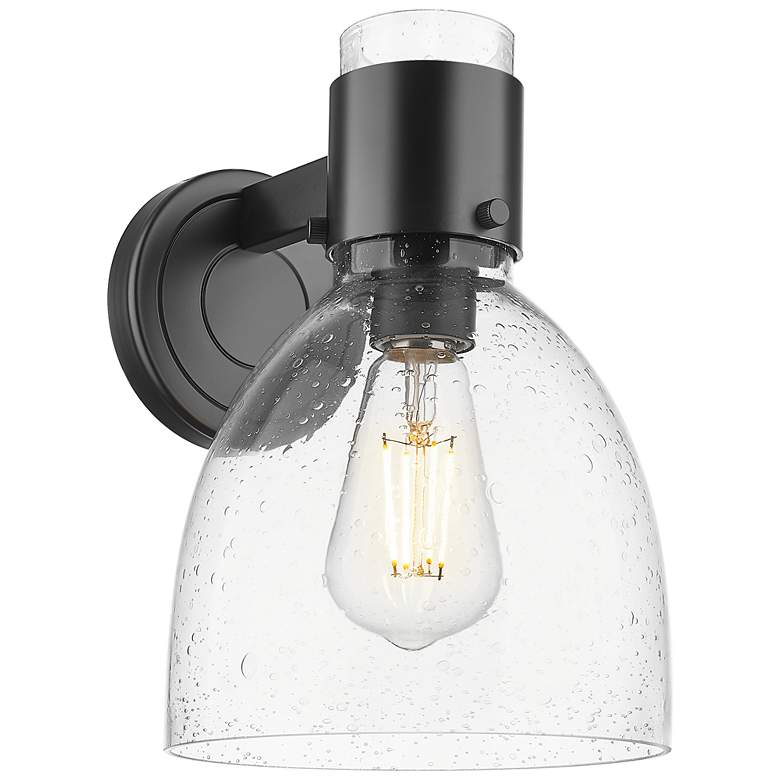 Image 1 Downtown Lawton Bell 9 "H Matte Black Wall Sconce w/ Seedy Shade