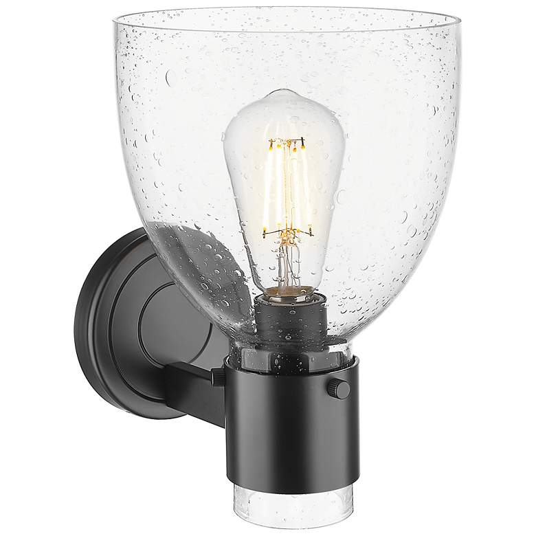 Image 3 Downtown Lawton Bell 9 "H Matte Black Wall Sconce w/ Seedy Shade more views