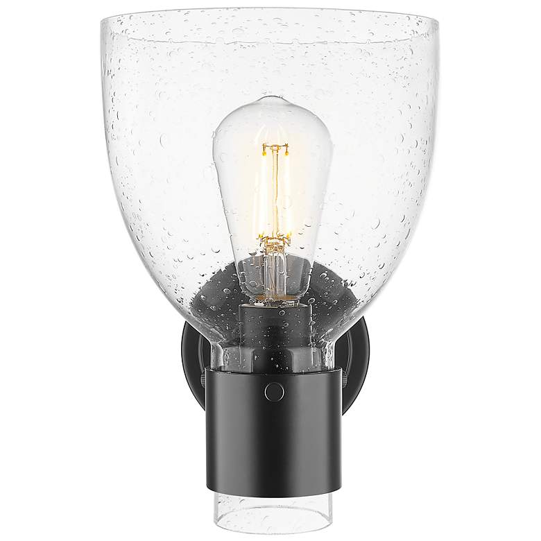 Image 4 Downtown Lawton Bell 9 "H Matte Black Wall Sconce w/ Seedy Shade more views