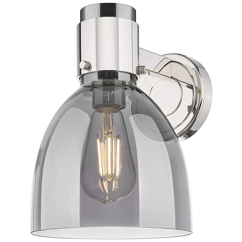 Image 1 Downtown Lawton Bell 9 "H Nickel Wall Sconce w/ Light Smoke Shade