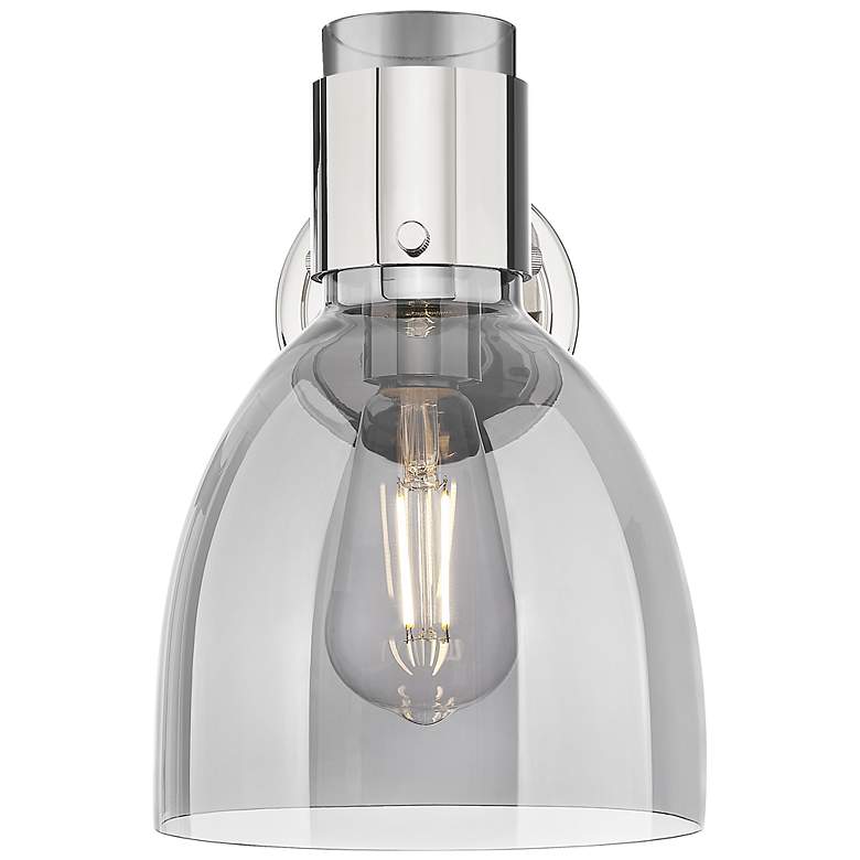 Image 2 Downtown Lawton Bell 9 "H Nickel Wall Sconce w/ Light Smoke Shade more views