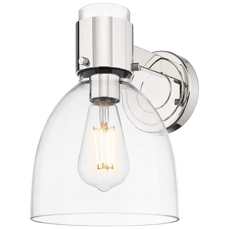 Image 1 Downtown Lawton Bell 9 "H Polished Nickel Wall Sconce w/ Clear Shade