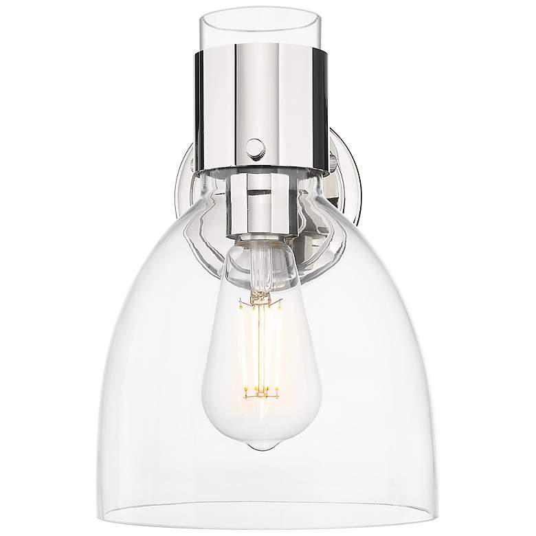 Image 2 Downtown Lawton Bell 9 "H Polished Nickel Wall Sconce w/ Clear Shade more views