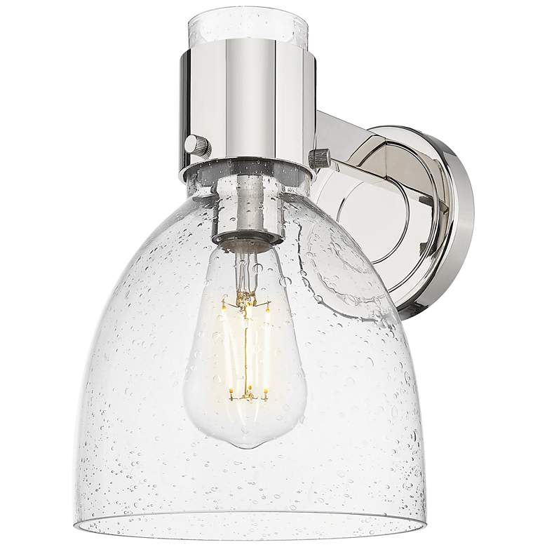 Image 1 Downtown Lawton Bell 9 "H Polished Nickel Wall Sconce w/ Seedy Shade
