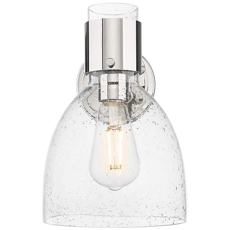 Image 2 Downtown Lawton Bell 9 "H Polished Nickel Wall Sconce w/ Seedy Shade more views