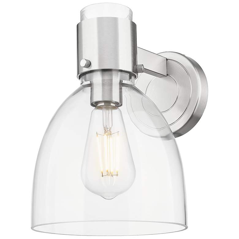 Image 1 Downtown Lawton Bell 9 "H Satin Nickel Wall Sconce w/ Clear Shade