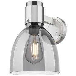 Downtown Lawton Bell 9 "H Satin Nickel Wall Sconce w/ Light Smoke Shade