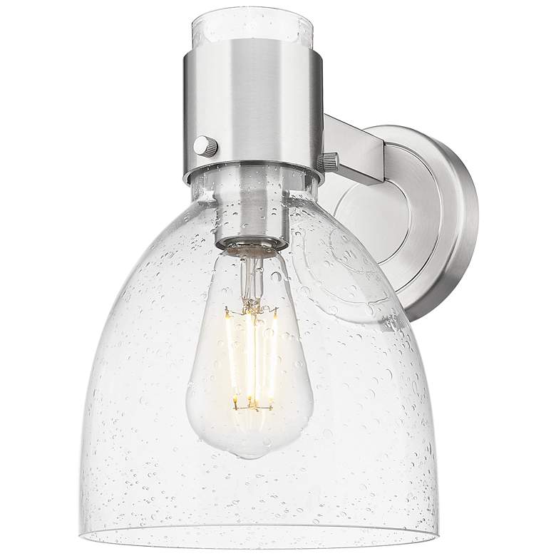 Image 1 Downtown Lawton Bell 9 "H Satin Nickel Wall Sconce w/ Seedy Shade