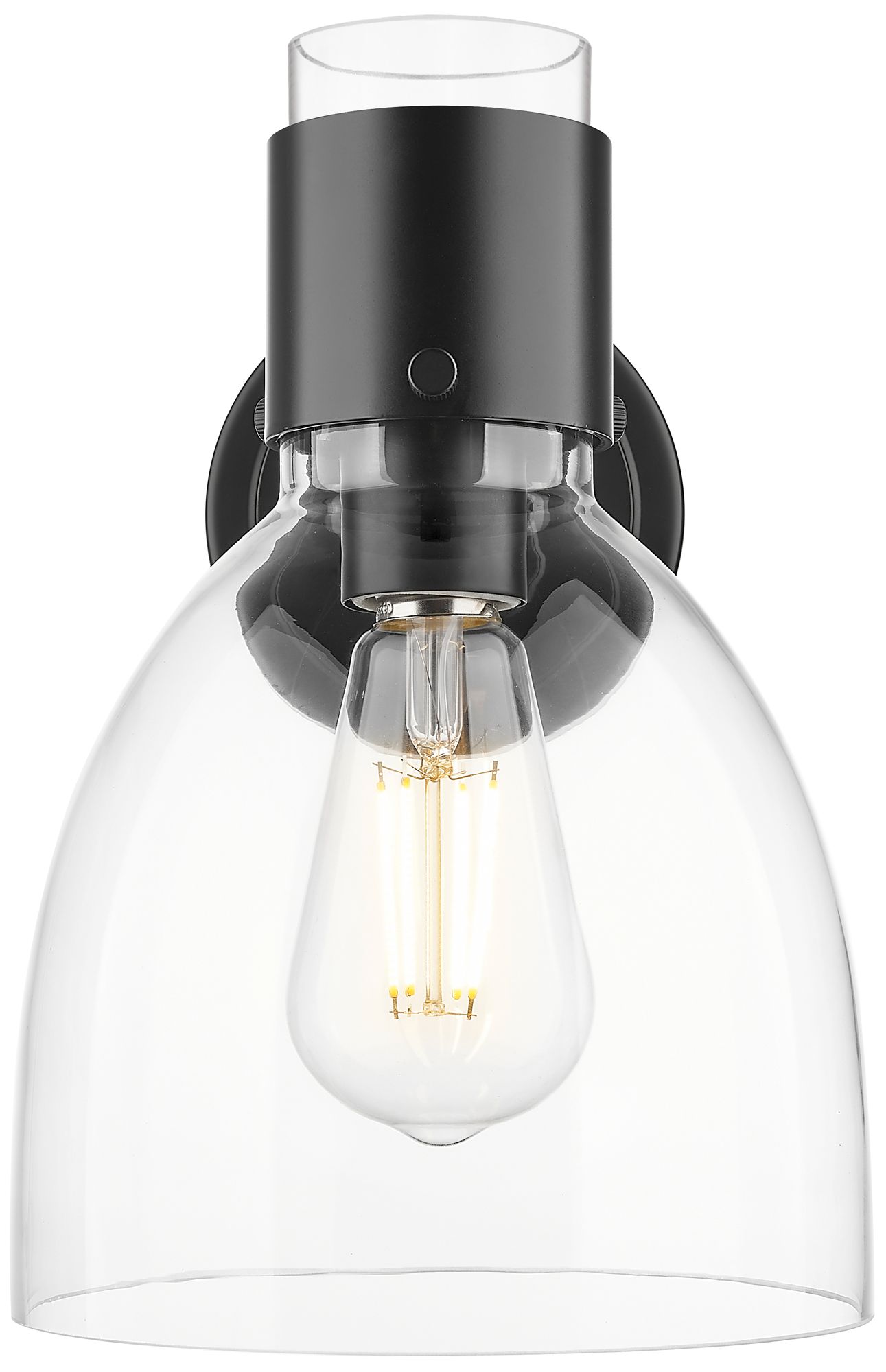 Image 2 Downtown Lawton Bell 9 "H Matte Black Wall Sconce w/ Clear Shade more views