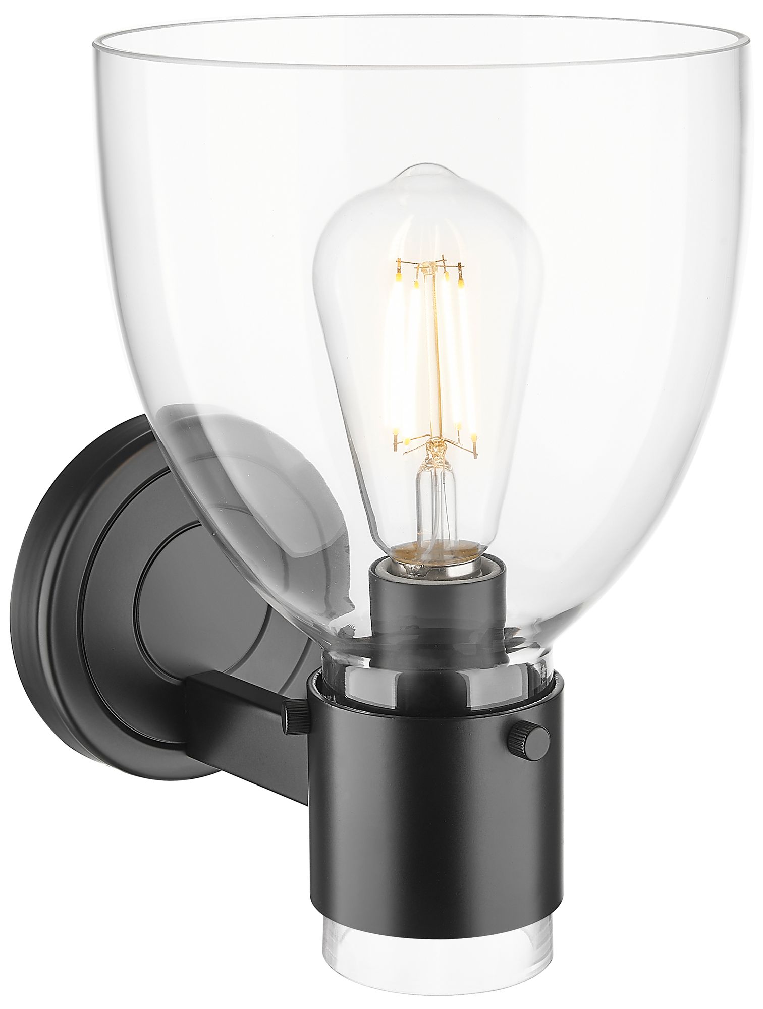Image 3 Downtown Lawton Bell 9 "H Matte Black Wall Sconce w/ Clear Shade more views