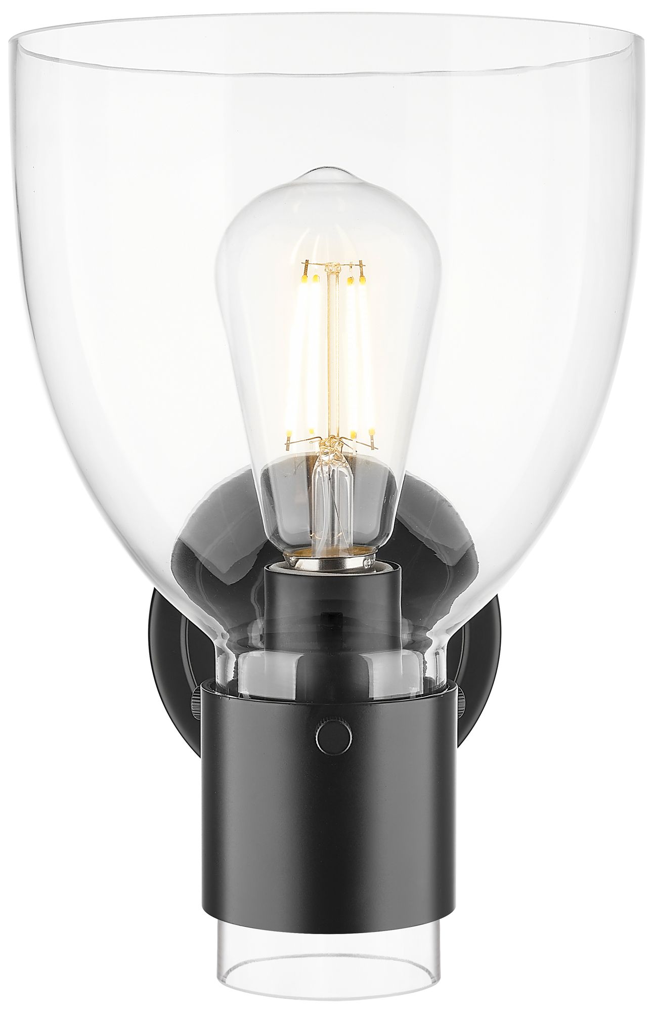 Image 4 Downtown Lawton Bell 9 "H Matte Black Wall Sconce w/ Clear Shade more views