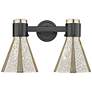 2_Downtown Lawton Cone 16"W 2 Light Black Vanity Light w/ Mercury Shade more views