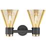3_Downtown Lawton Cone 16"W 2 Light Black Vanity Light w/ Mercury Shade more views