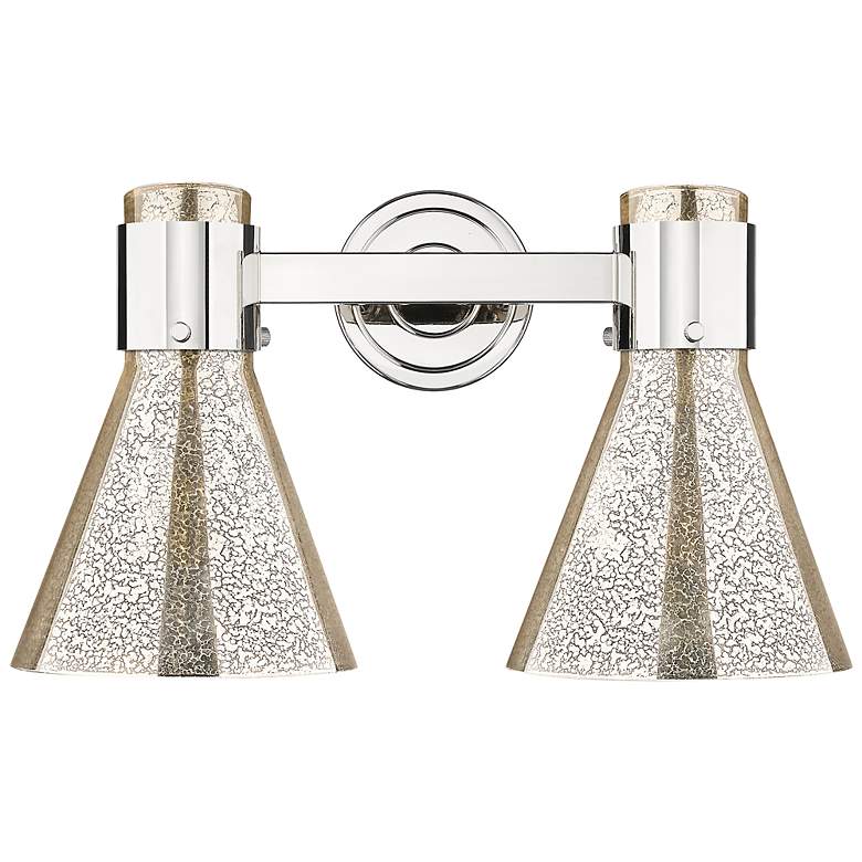 Image 2 Downtown Lawton Cone 16"W 2 Light Nickel Vanity Light w/ Mercury Shade more views