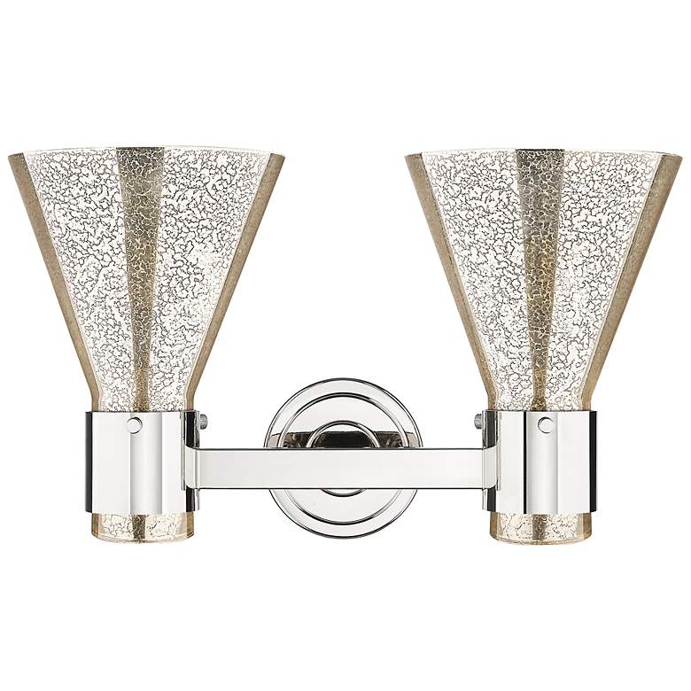 Image 4 Downtown Lawton Cone 16"W 2 Light Nickel Vanity Light w/ Mercury Shade more views