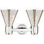Downtown Lawton Cone 16"W 2 Light Nickel Vanity Light w/ Mercury Shade