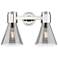 Downtown Lawton Cone 16"W Nickel Vanity Light w/ Light Smoke Shade