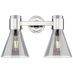 Downtown Lawton Cone 16"W Nickel Vanity Light w/ Light Smoke Shade