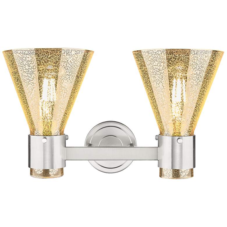 Image 3 Downtown Lawton Cone 16"W Satin Nickel Vanity Light w/ Mercury Shade more views