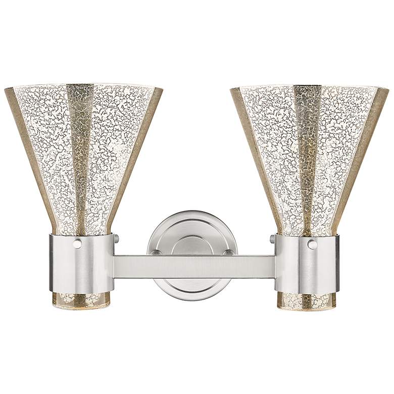 Image 4 Downtown Lawton Cone 16"W Satin Nickel Vanity Light w/ Mercury Shade more views