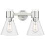 1_Downtown Lawton Cone 16"W Satin Nickel Vanity Light w/ Seedy Shade