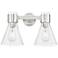 Downtown Lawton Cone 16"W Satin Nickel Vanity Light w/ Seedy Shade