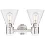 2_Downtown Lawton Cone 16"W Satin Nickel Vanity Light w/ Seedy Shade more views