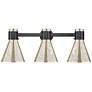 2_Downtown Lawton Cone 24"W 3 Light Black Vanity Light w/ Mercury Shade more views