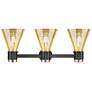 3_Downtown Lawton Cone 24"W 3 Light Black Vanity Light w/ Mercury Shade more views