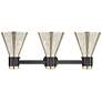 4_Downtown Lawton Cone 24"W 3 Light Black Vanity Light w/ Mercury Shade more views