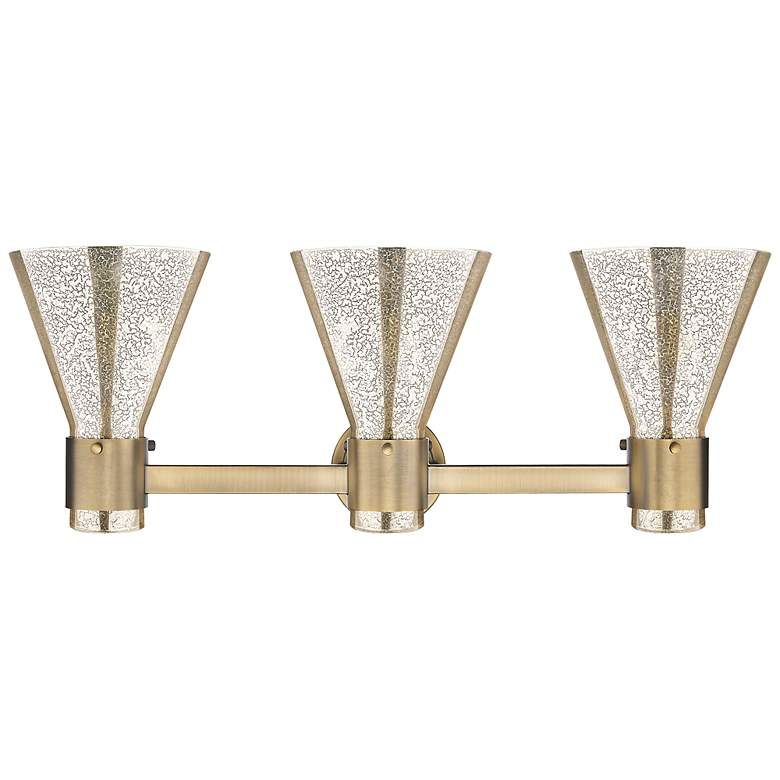 Image 4 Downtown Lawton Cone 24"W 3 Light Brass Vanity Light w/ Mercury Shade more views
