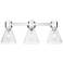 Downtown Lawton Cone 24"W 3 Light Nickel Vanity Light w/ Seedy Shade