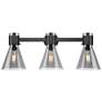 Downtown Lawton Cone 24"W Black Vanity Light w/ Light Smoke Shade