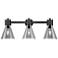 Downtown Lawton Cone 24"W Black Vanity Light w/ Light Smoke Shade