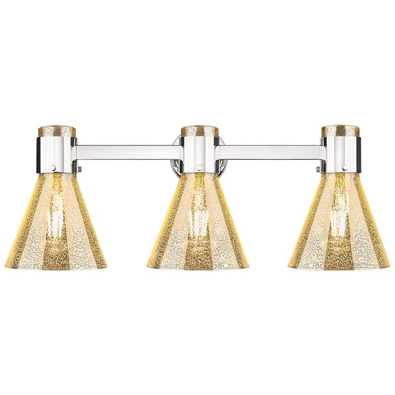 Image 1 Downtown Lawton Cone 24"W Nickel Vanity Light w/ Mercury Shade