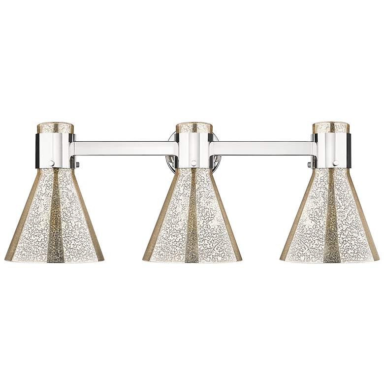 Image 2 Downtown Lawton Cone 24"W Nickel Vanity Light w/ Mercury Shade more views