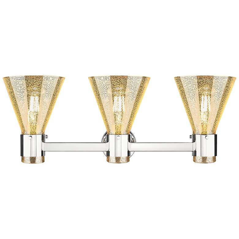 Image 3 Downtown Lawton Cone 24"W Nickel Vanity Light w/ Mercury Shade more views