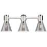 1_Downtown Lawton Cone 24"W Satin Nickel Vanity Light w/ Light Smoke Shade